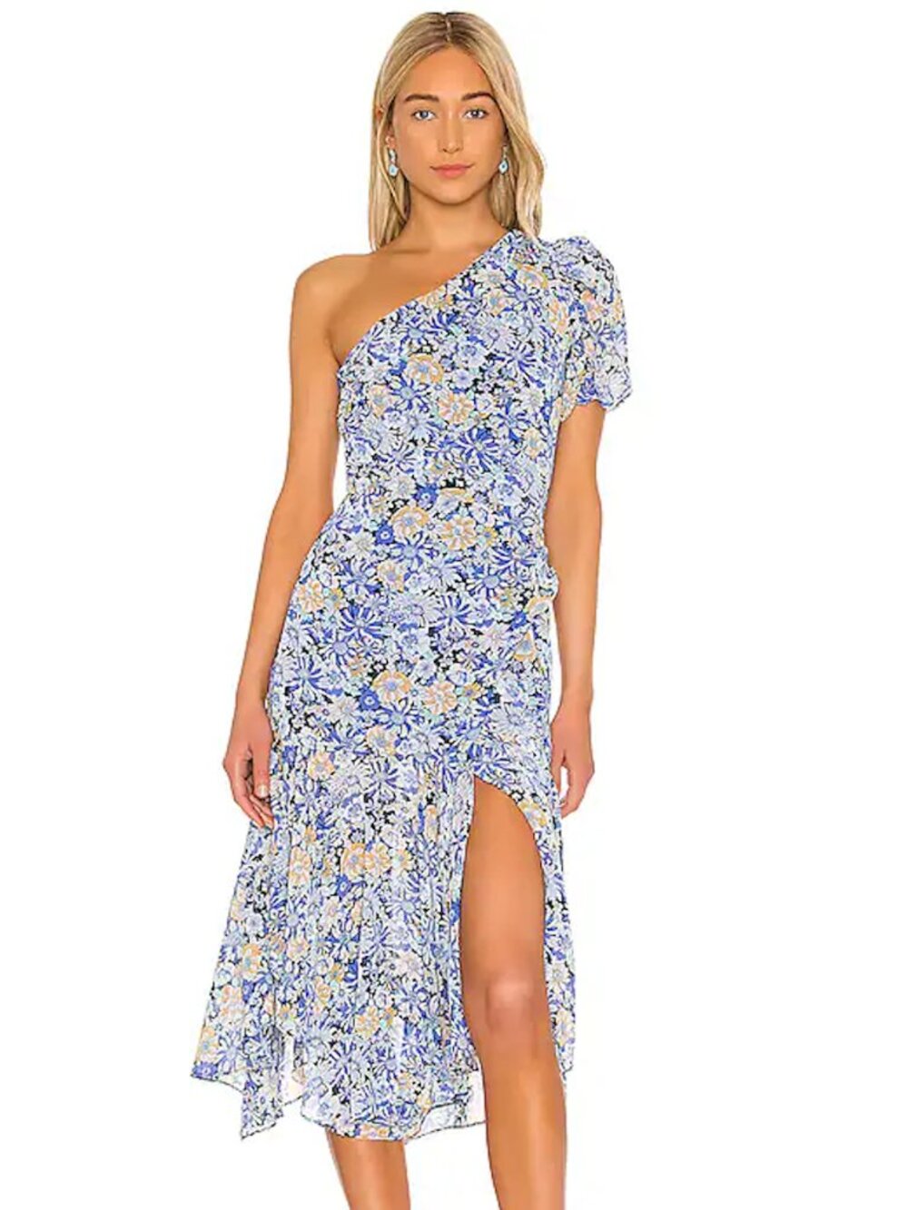 ASTR Santorini Dress in blue floral print